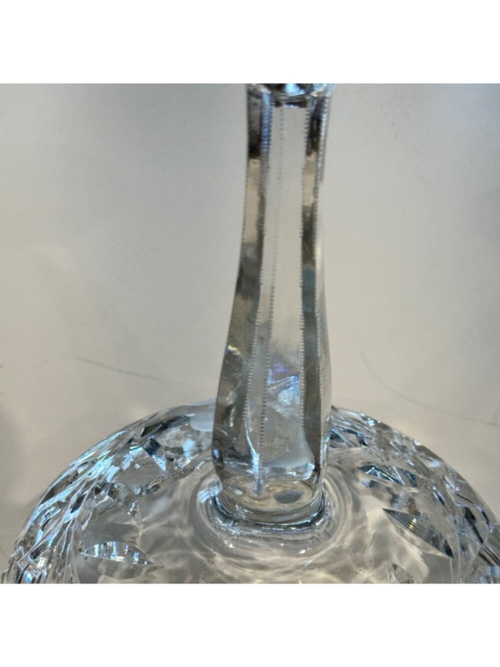 Cut Glass Etched Clear Compote Pedestal Dish Centerpiece 8" Tall Floral Vintage - Picture 12 of 13